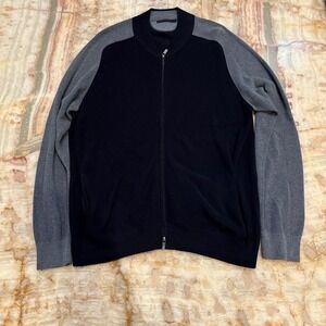 Raffi Mens Full Zip Knit Sweater Jacket Black Gray Colorblock XL